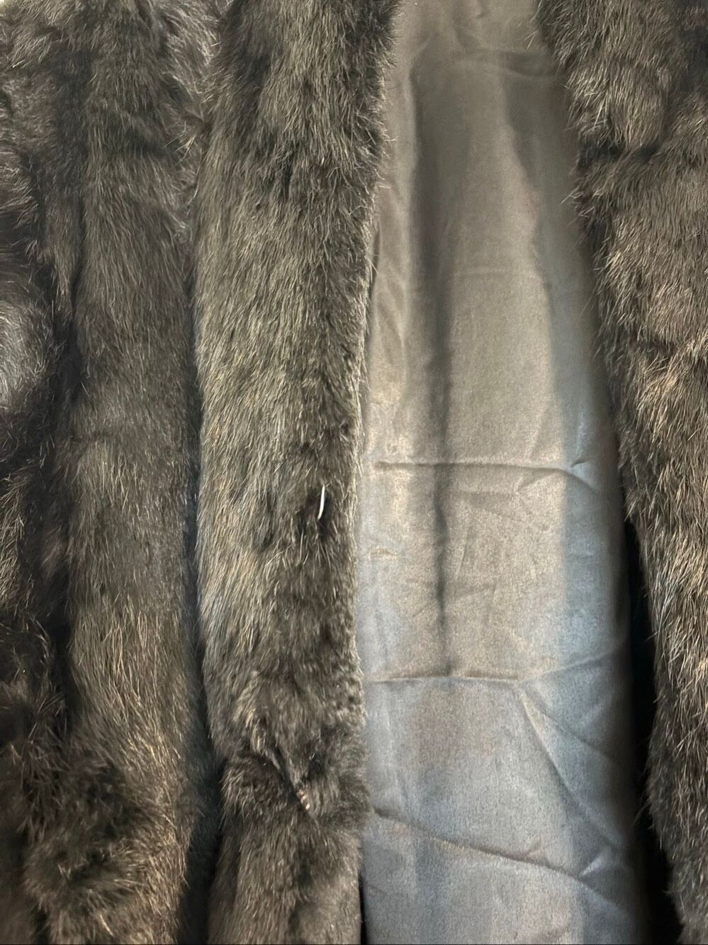 Vintage Genuine Rabbit Fur Coat Black Oversized Fits Like A Women’s XL 2X - Picture 7 of 16